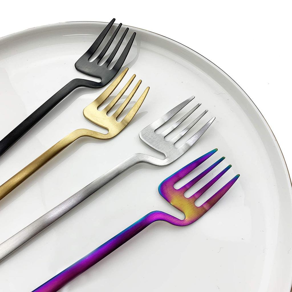 Hangable Silverware Set, Matte Black Flatware Cutlery Set Service for 2, Satin Finish 8 Piece Stainless Steel