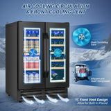 Wine and Beverage Refrigerator Black, 24 Inch Beverage Cooler Under Counter Dual