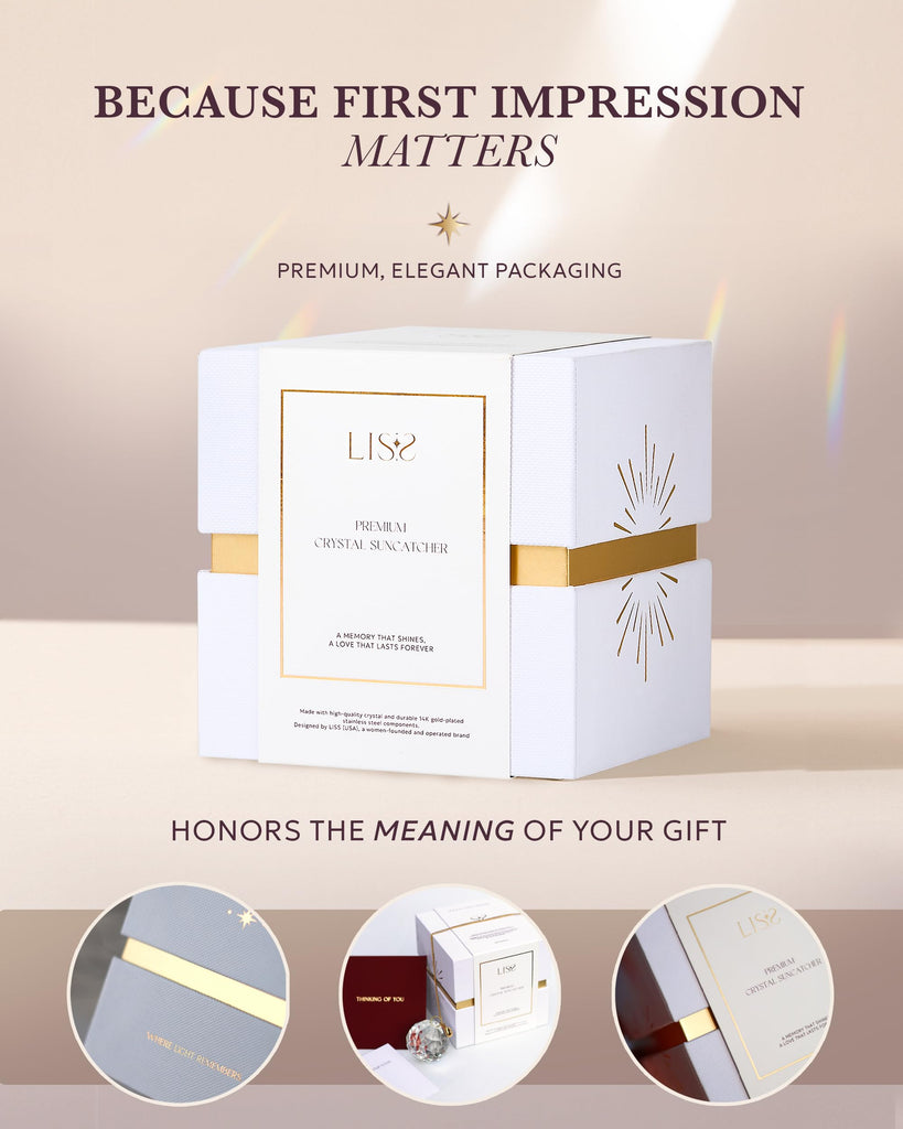 Modern Sympathy Gift - 40mm Crystal Memorial Suncatcher with 14K Gold-Plated Chain, Ready-to-Gift Keepsake with
