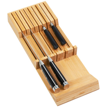 Knife Drawer Organizer, Bamboo Knives Block Drawers