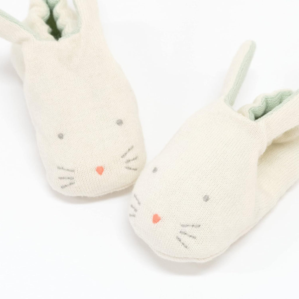 Baby Bunny Booties - Mint Knitted Organic Cotton Infant Shoes (Pack of 1)