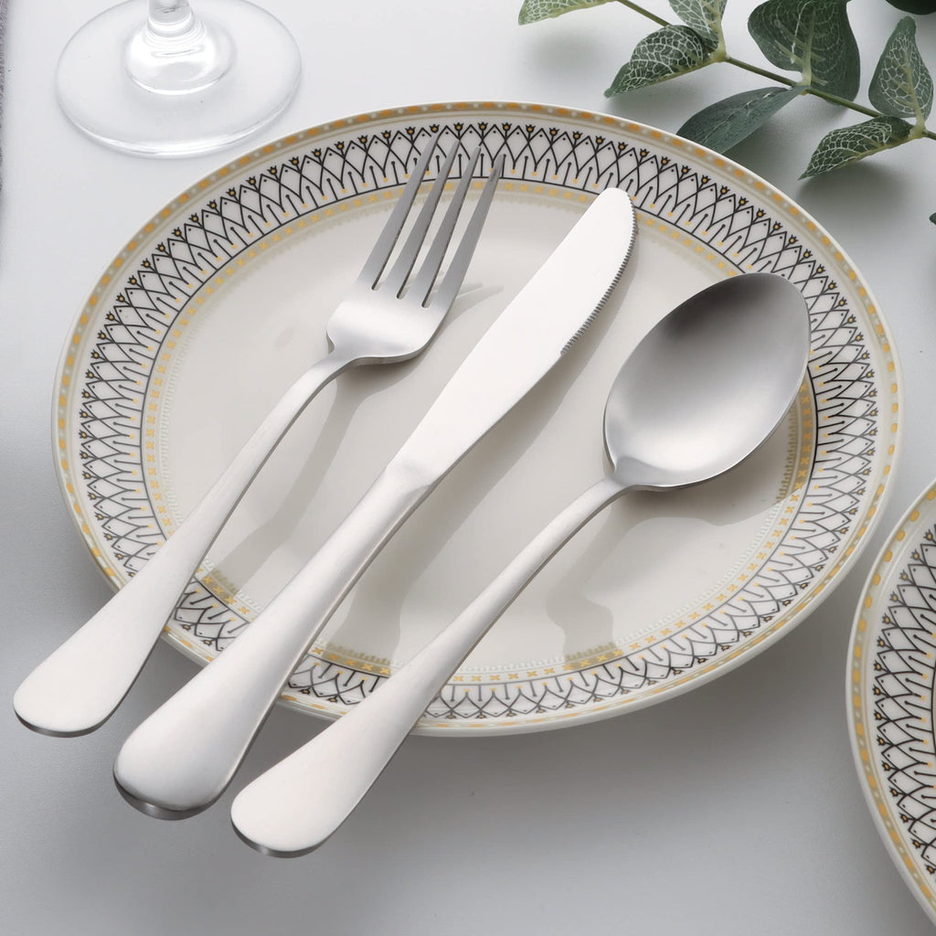 40 Piece Silverware Set, Flatware Cutlery Set for 8, Include Knife Fork Spoon, Fancy Satin Finish Eating Utensils