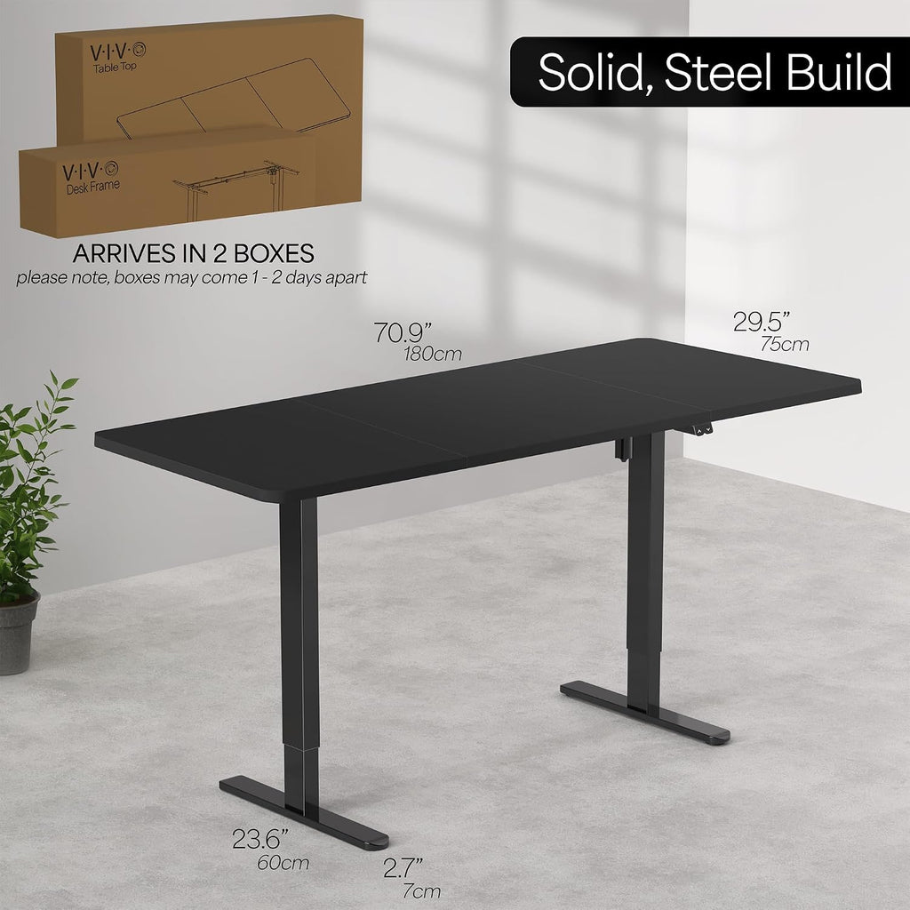 Dark Gray 71 x 30 in Standing Desk, DESK-KIT-0B7G | Electric, Holds 154 lbs, Sit Stand, Height Adjustable, Extra Deep