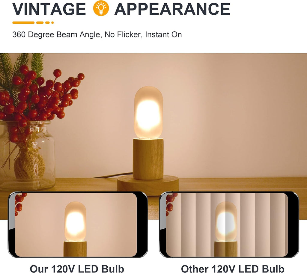 Frosted T45 LED Bulb- Vintage E26 Base Edison Light Bulbs 40 Watt Equivalent- Dimmable Decorative Antique T14