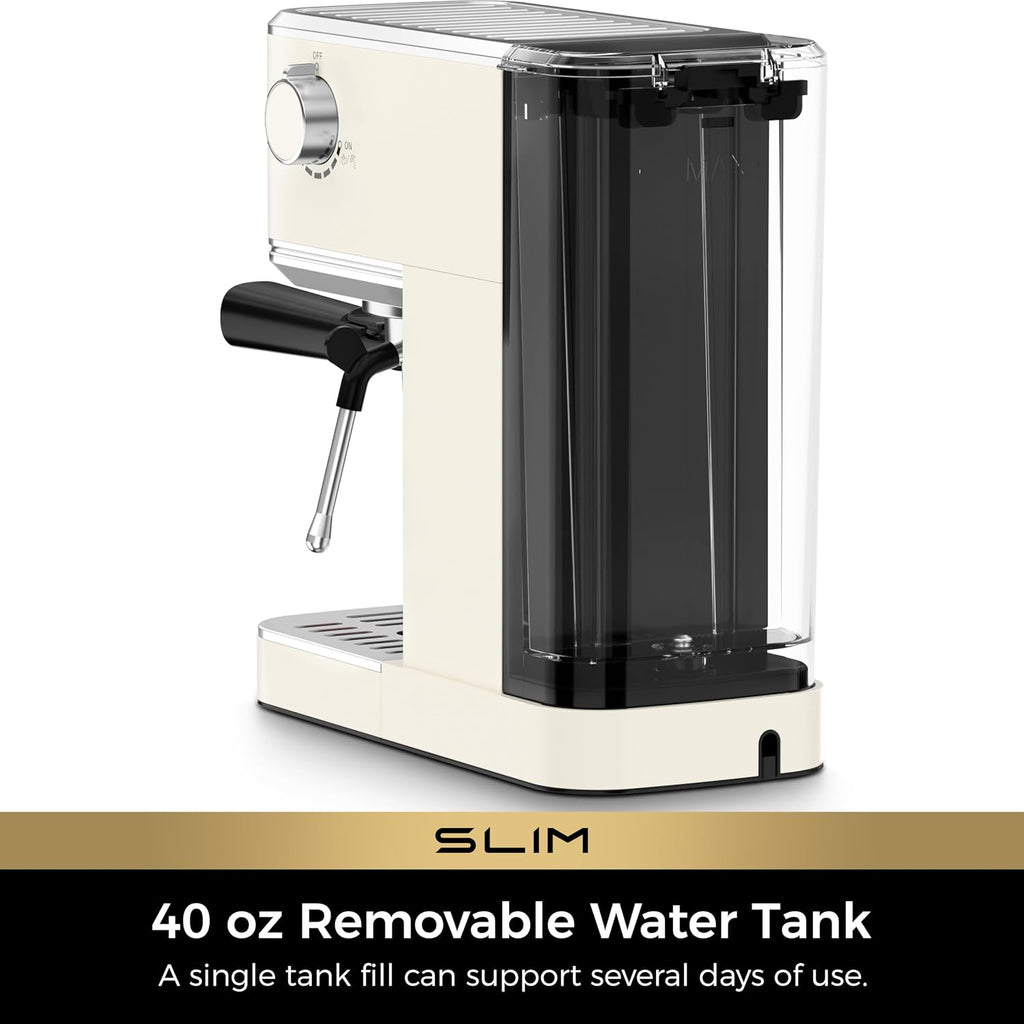 Slim Espresso Machine with Milk Frother Cappuccino, Creamy | Precise Pressure Gauge, Food-Grade Materials, 20 Bar
