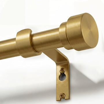 Heavy Duty Curtain Rods for Windows 72 to 144 Inch, 1 Inch Brass Gold Curtain Rod, Adjustable Length Rod with Metal