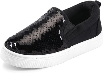 Toddler Slip on Sneakers Girls Sequins Canvas Walking Shoes
