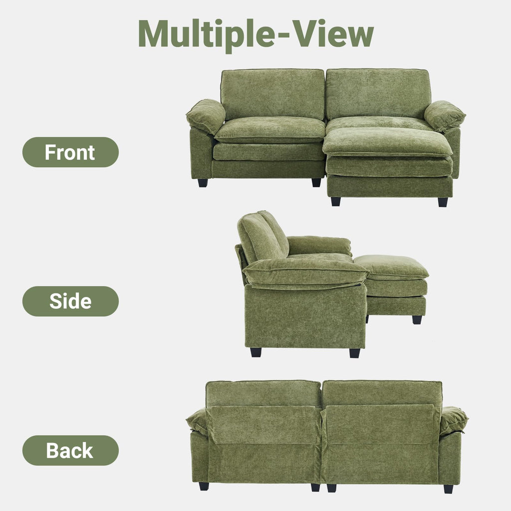87" Convertible Sectional Sofa, L-Shaped Deep Seat Sofa Couch, Modern 2-Seat Loveseat Sofa with Ottoman for Small