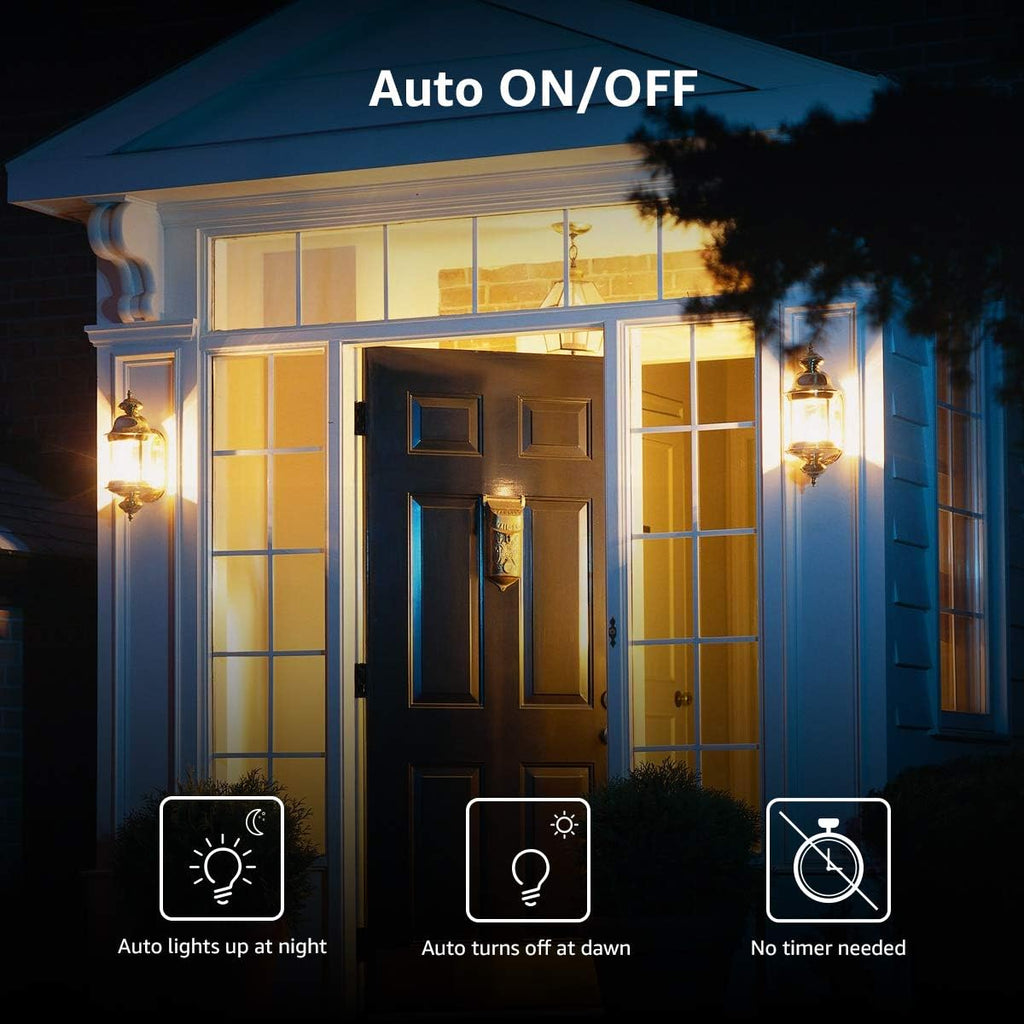 A19 E26 Dusk to Dawn LED Light Bulbs Outdoor 9W 806 Lumens 2 Pack