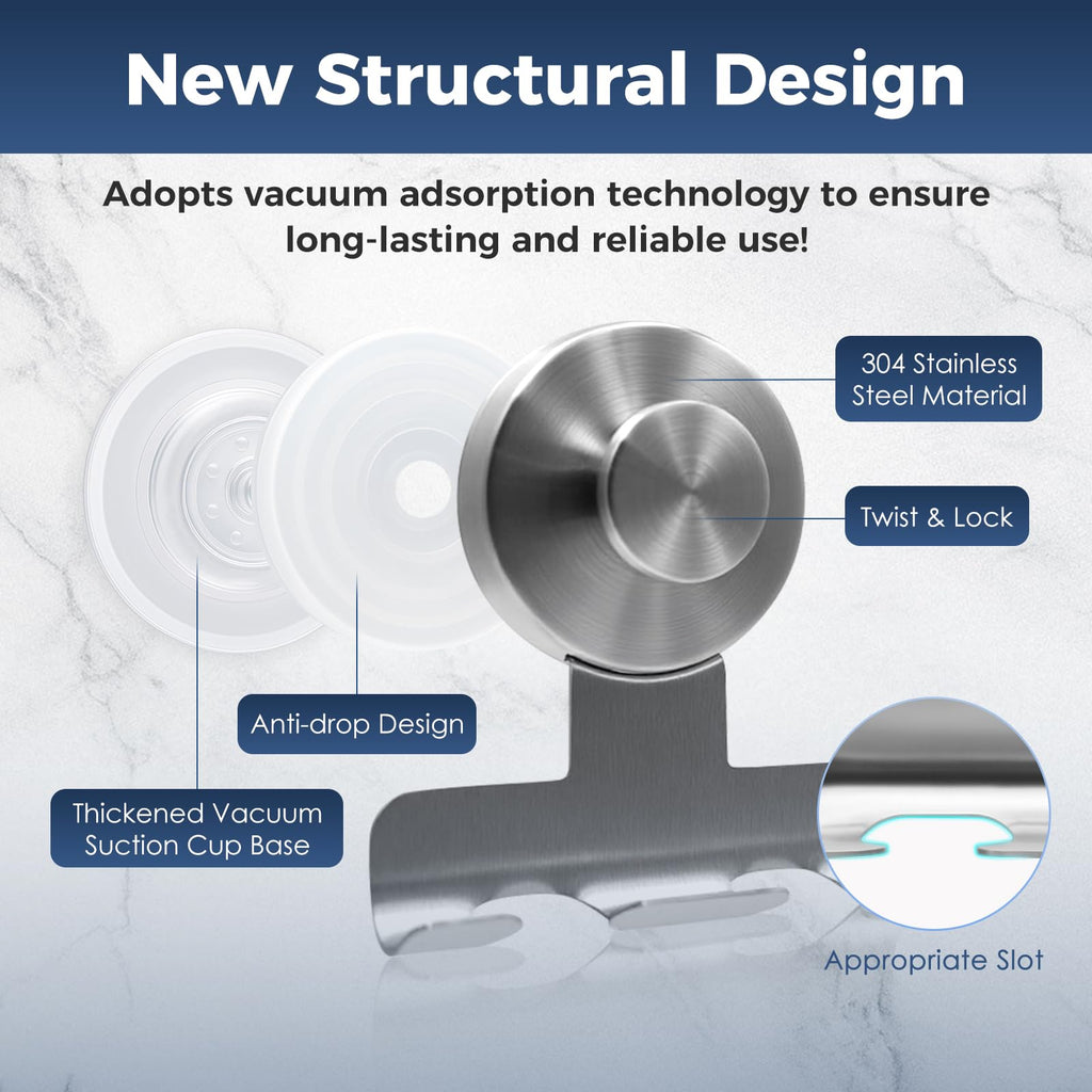 Suction Cup Razor Holder for Shower, Heavy-Duty 7KG Suction Hooks for Razor, Towel, Loofah, Removable Damage-Free Metal