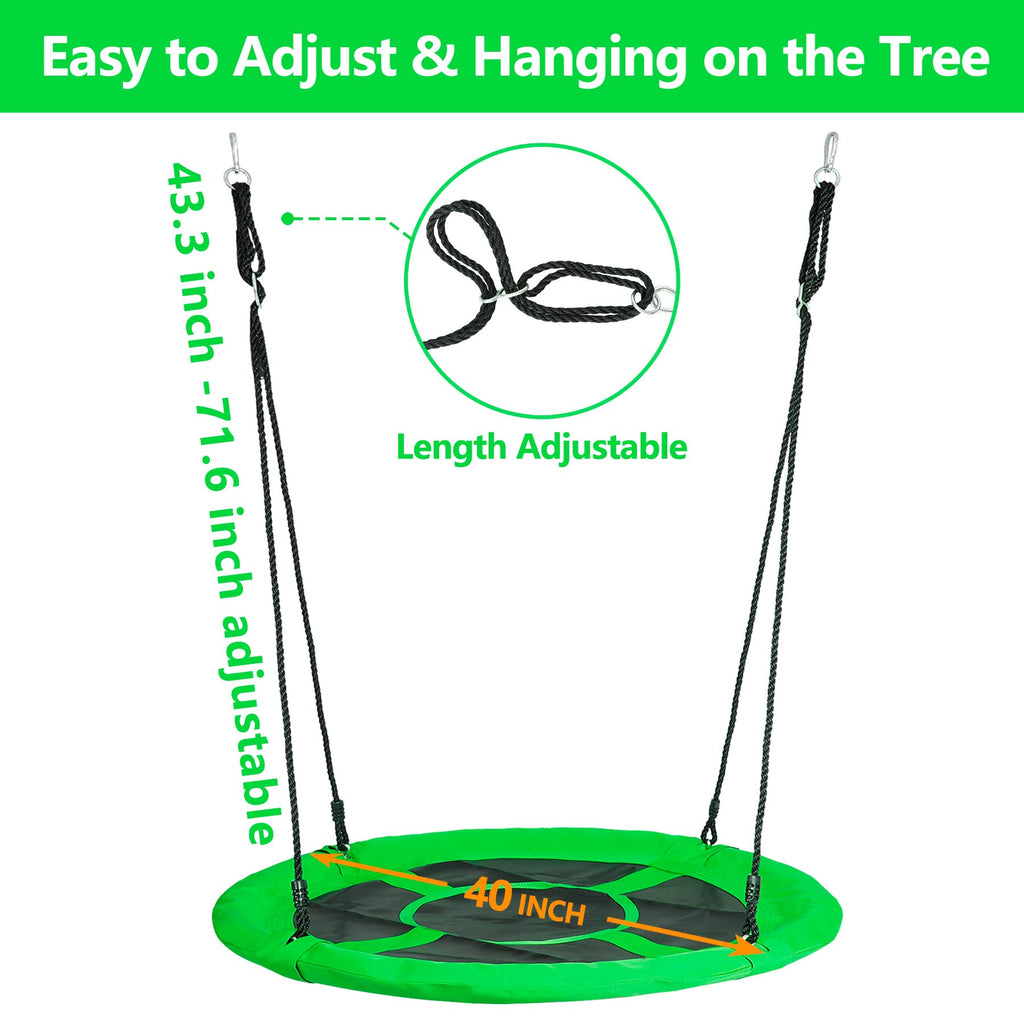 40 Inch Tree Swing, Outdoor Kids Flying Saucer Swing, 800lbs Weight Capacity Waterproof Textilene Fabric Durable