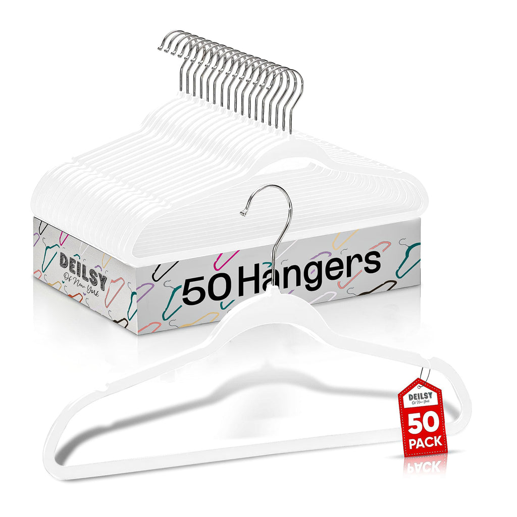 TM Non-Velvet Thin Hangers Space Saving White Hangers 50 Pack