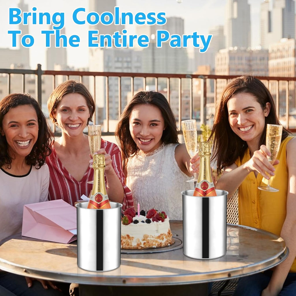 Wine Chiller Bucket 750 ML Champagne Bucket Stainless Steel Wine Chillers for Bottles Keeps Cold for Hours - Set of 6