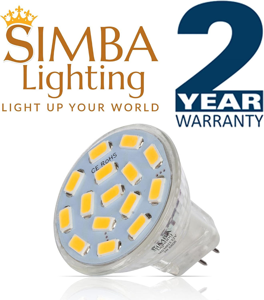 LED MR11 3W Flood Light Bulb, GU4 Bi-Pin Base, 4000K