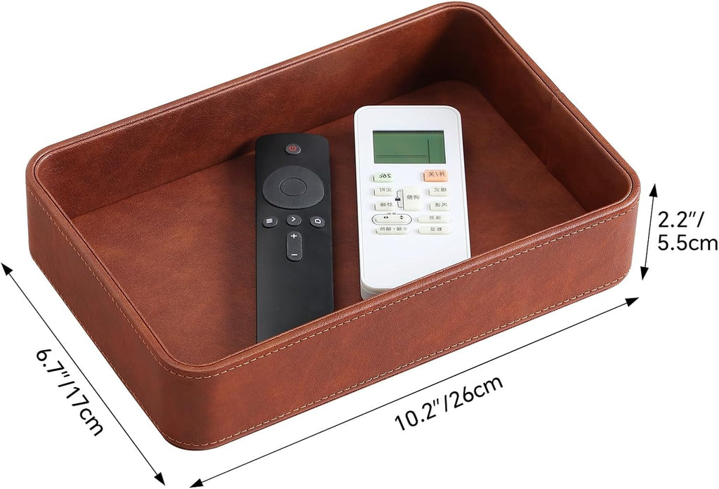 Valet Tray for Men, PU Leather Catchall Tray Nightstand Organizer