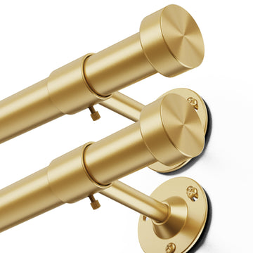 2 Pack Heavy Duty Curtain Rods 32-150 Inch, 1 Inch Adjustable Gold Curtain Rod for Windows, Extra Long Window