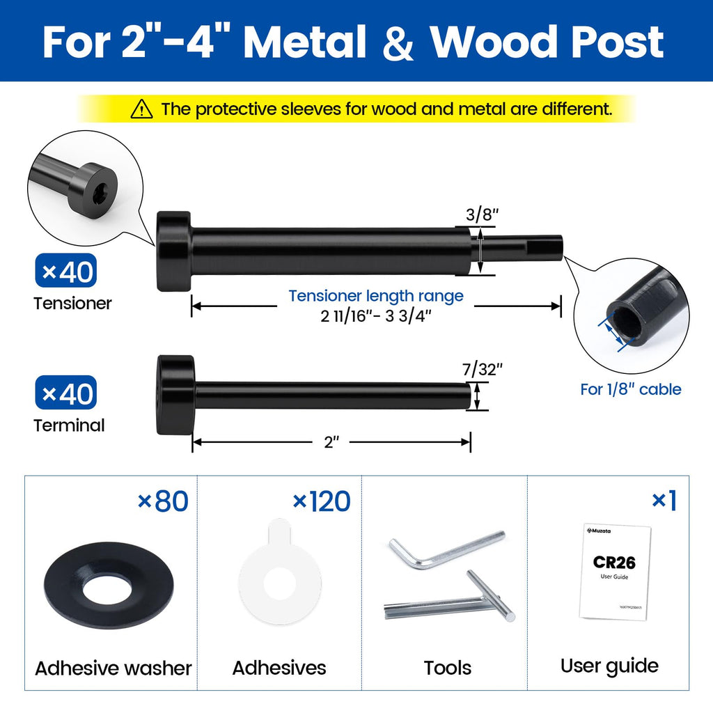 [Patent] 80Pack Black Cable Railing Tensioner & Terminal CR26