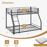 Bunk Bed Twin Over Full, Metal Bed Frame with Safety Guardraild for Boys Girls, Junior