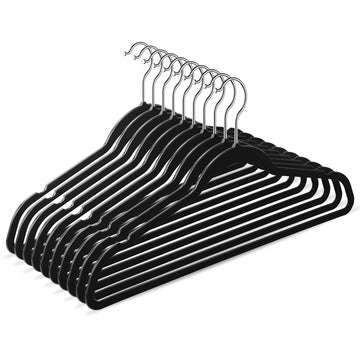 50 Pack Plastic Clothes Hangers, 17.7 in, Black, Non-Slip, Heavy Duty