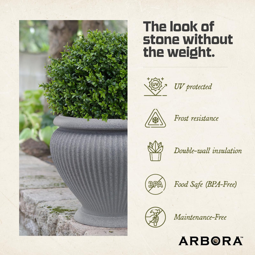 18" Cannes Urn Planter - Lightweight Polyresin Decorative Plant Pot