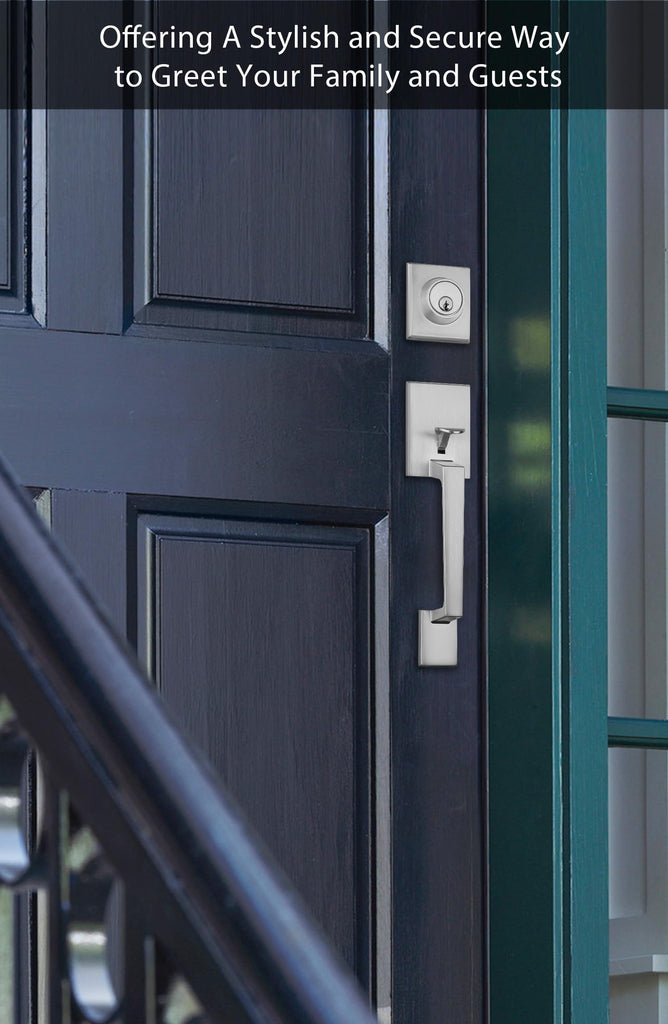Front Door Lock Set, Brushed Nickel Front Door Handles and Locks