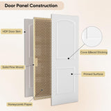 30"x80" Raised 2-Panel White Primed Hollow Core Interior Molded Door Slab with Arch Design, NOT Pre-drilled and NOT