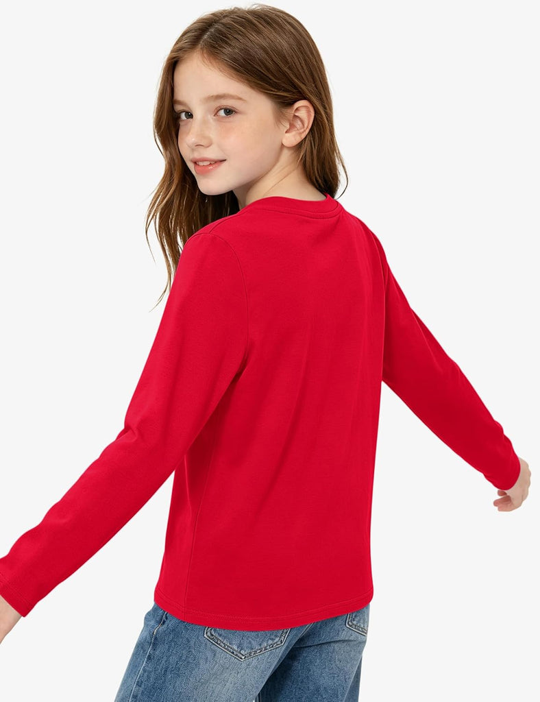 Girls Long Sleeve Shirts Kids Cotton T-Shirts Tees Basic Girls Tops