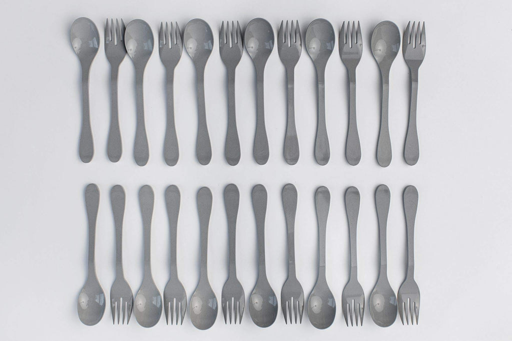 Eco Plant Based 24 Pack Reusable Bamboo Flatware Set (GREY)