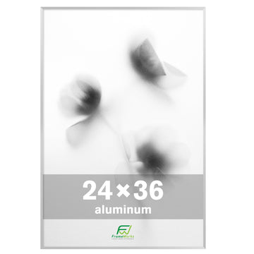 24x36 Brushed Aluminum Poster Frames - Modern Brushed Metal Design w/Shatterproof Plexiglass, Perfect for Posters