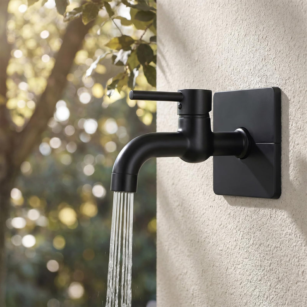 2PCS Black Square Shower Arm Flange, Self-Adhesive Escutcheon Plate for Wall, 3.39in Large Plumbing Cover Plate