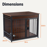 Furniture Style Dog Crate, Sturdy Wooden Pet Kennel, End Table with Space for Pet, Two Bowls Included