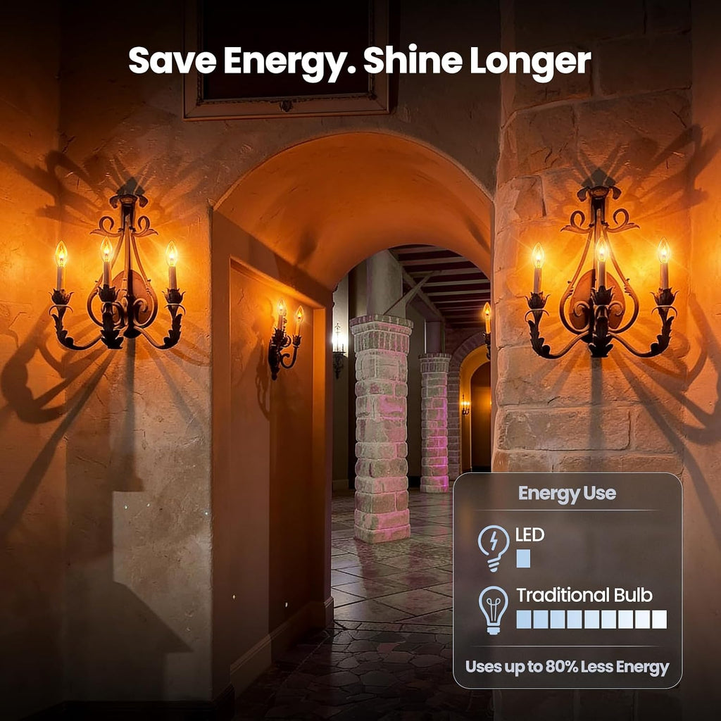 Real Flame Light Bulbs, E12 Flickering Bulb for Indoor Outdoor