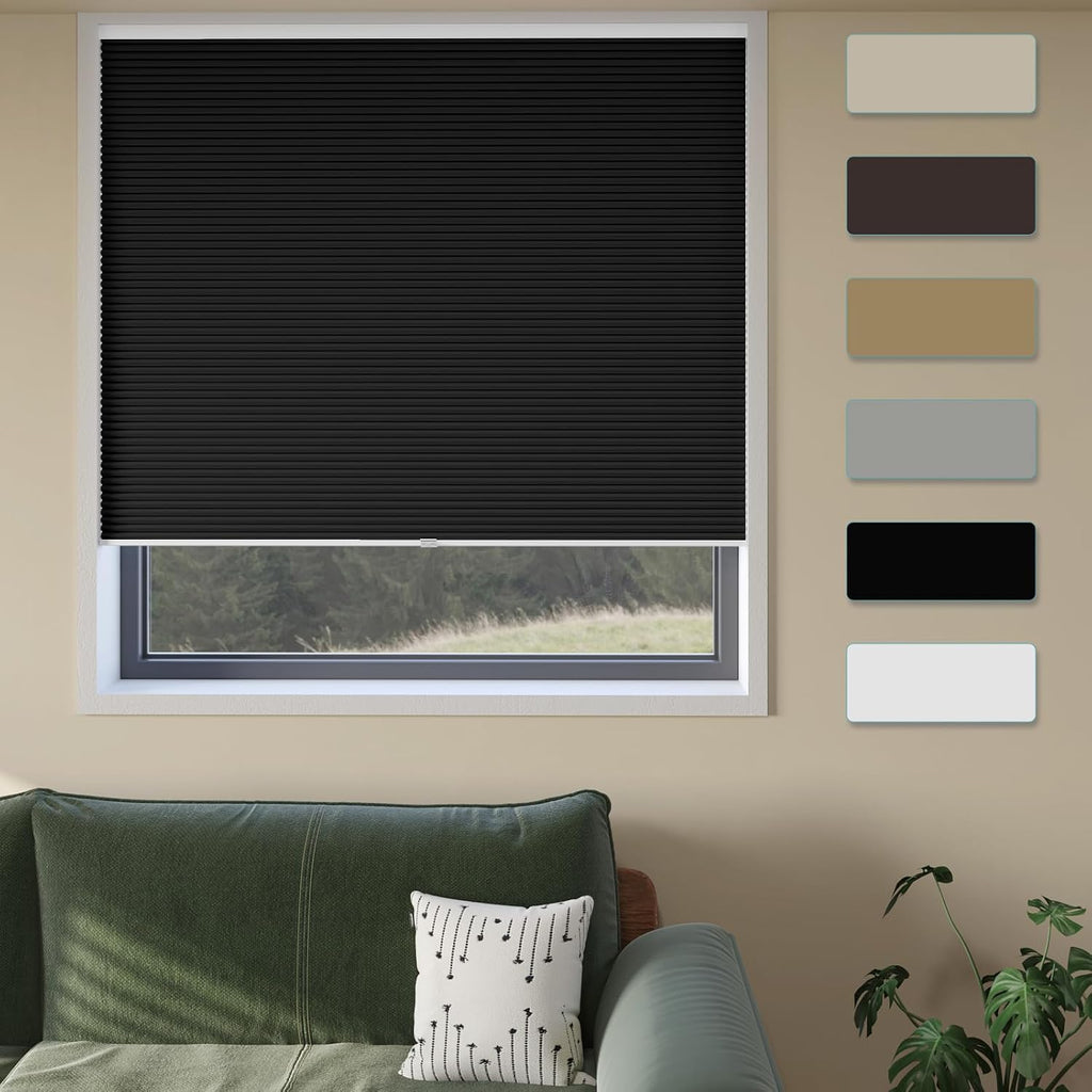 No Tools No Drill Cordless Cellular Window Shades 18"W x 64"H Grey