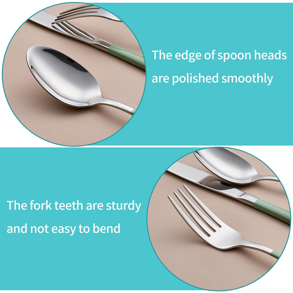 20-Piece Green and Gray Silverware Set for 4, 18/0 Stainless Steel Flatware Cutlery Utensils Set, Include Dinner