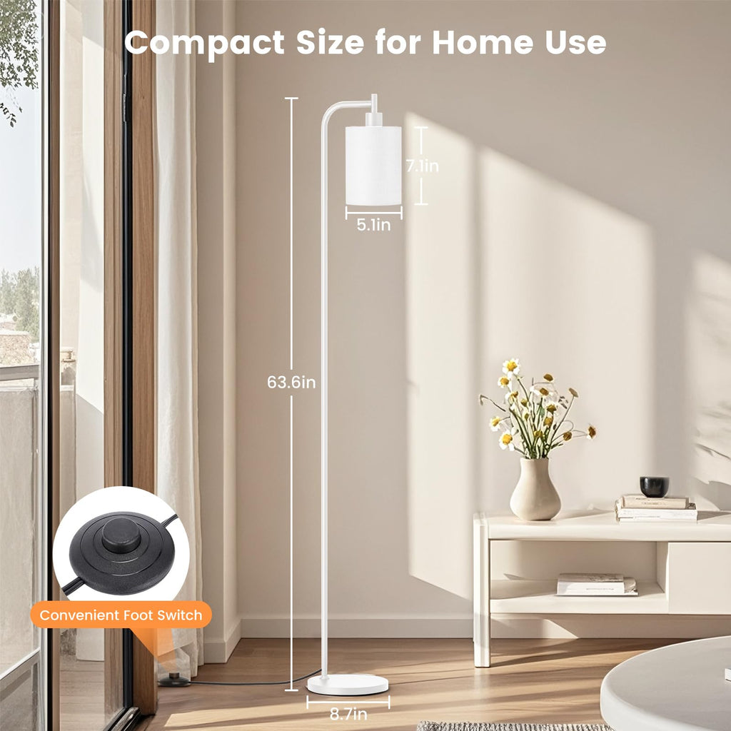 Floor Lamp with Linen Shade, Dimmable Tall Standing Lamp with Remote Control & 3 Color Temperatures, Modern Floor