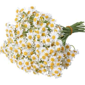 Small White Daisy Flowers Artificial, 6 Bouquet/36Pcs 10 Inch Fake Daisies