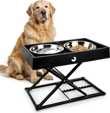 Metal Elevated Dog Bowls Stand for Large Breeds, 9 Height-Adjustable Raised Dog Bowl with 2 Stainless Steel Bowls(6