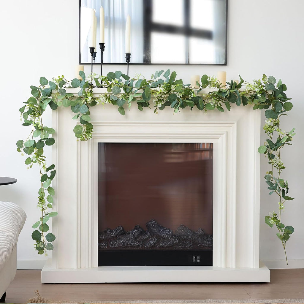 Strands Artificial Vines Eucalyptus Garland 68" Fake Vine with Silk Leaves Green Garland Faux Hanging Plants - Set of 12