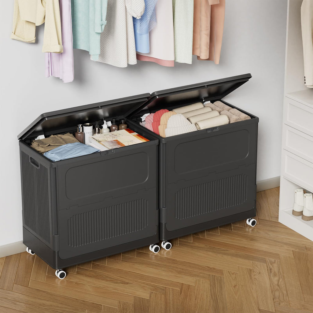 Black Foldable Clothes Hamper for Industry 130L 2 Pack