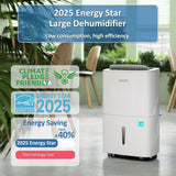 150 Pints 2025 Energy Star Dehumidifier with Pump for Spaces up to 7
