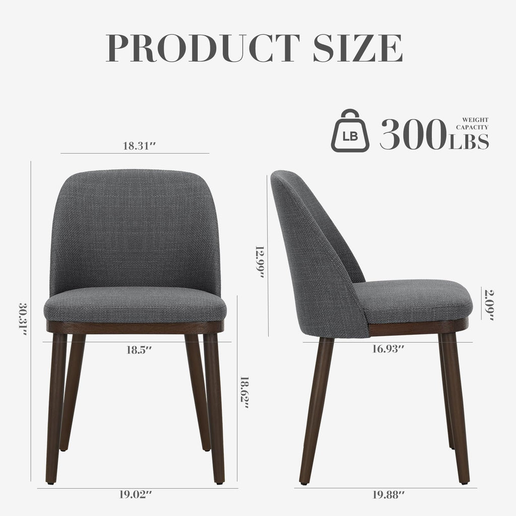 Upholstered Dining Chairs Set of 2, Modern Kitchen Chairs with Back, Fabric Side Chair with Wood Legs Restaurant