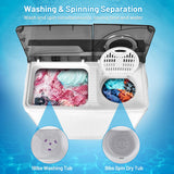 Washing Machine Semi-automatic, Twin Tub Washer with Spin Dryer, 26lbs Capacity, Built-in Drain Pump, Portable Laundry