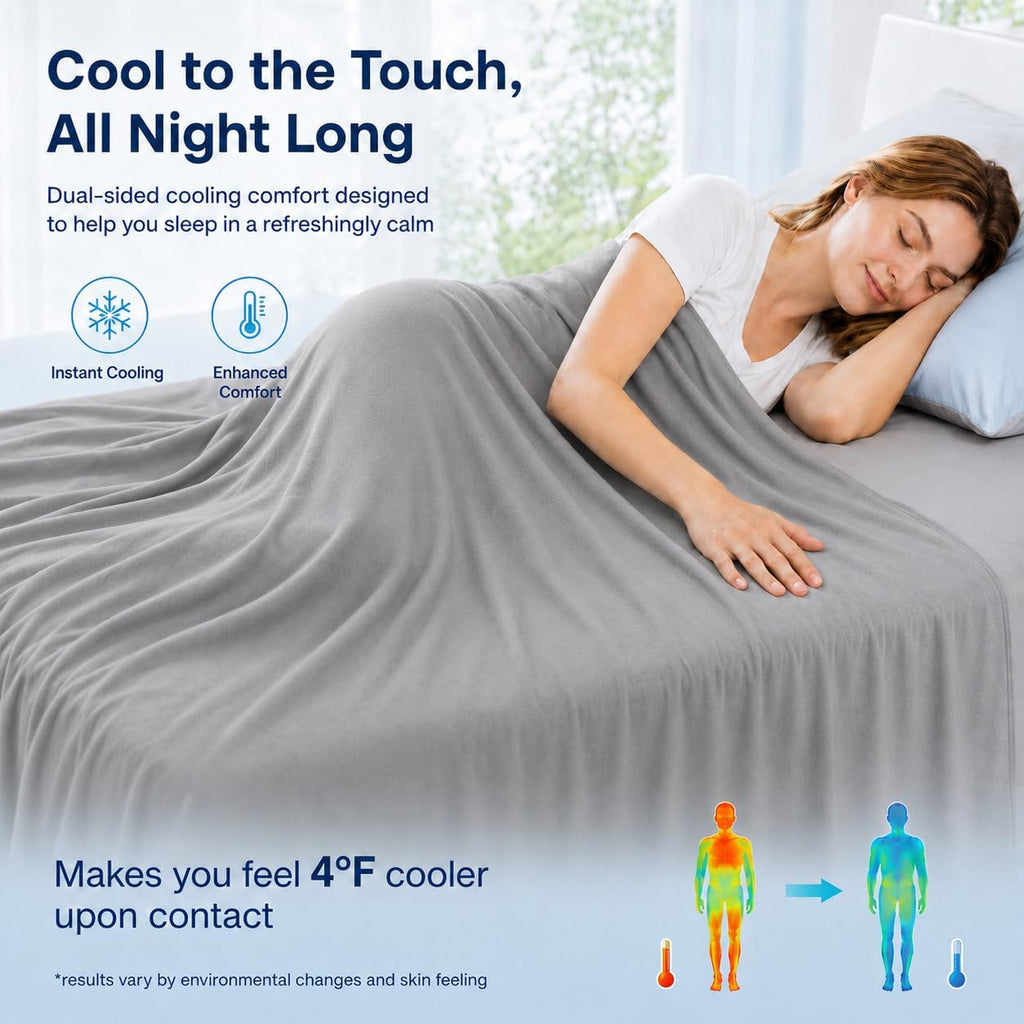 Double-Sided Cooling Comforter Queen Size, Ice Silk Summer Blanket, Smooth No-Stripes, No-Seam, Edge-Free Design