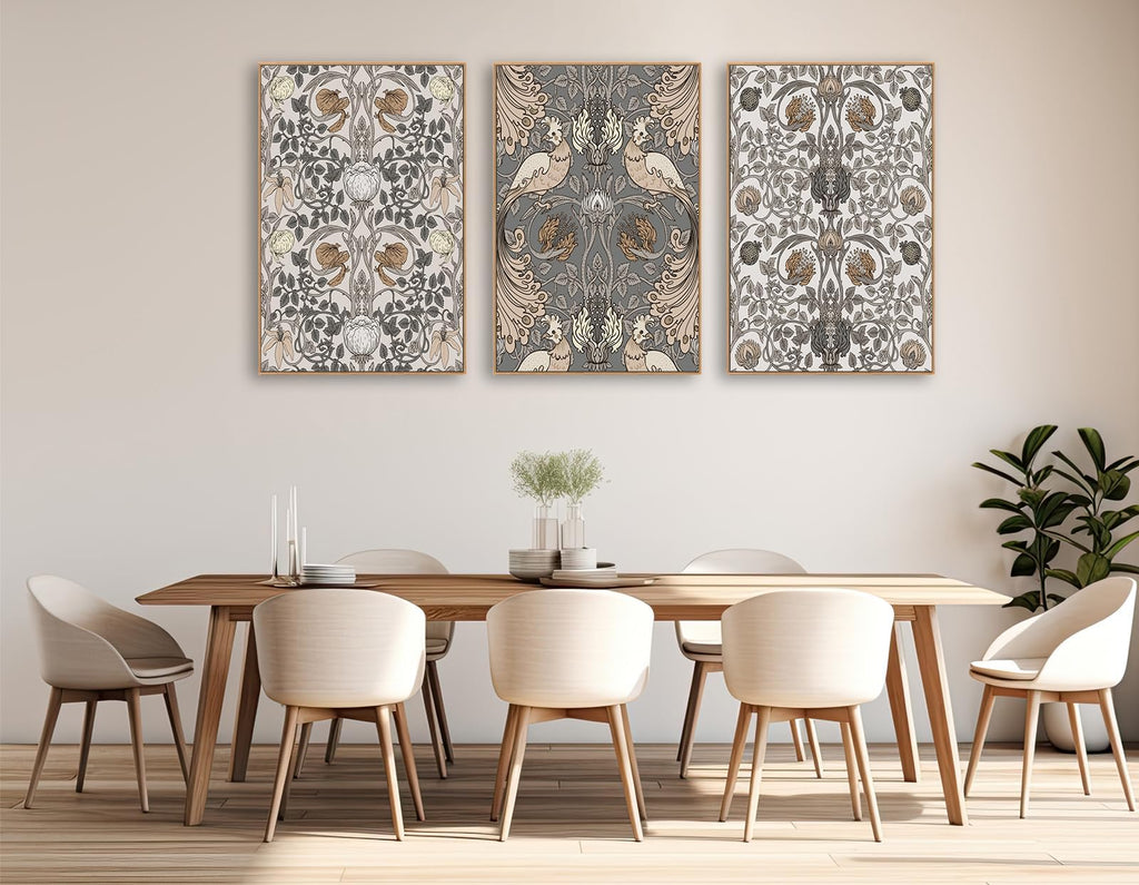Large Retro Framed Wall Art, William Morris Painting Pictures, 24"X36"X3