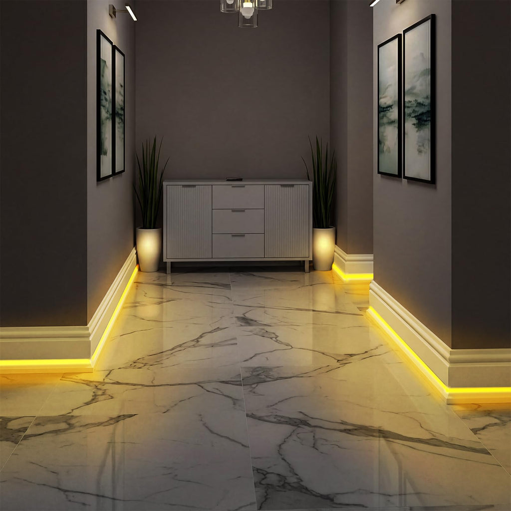 Baseboard Molding with LED Duct, 2.6FT White,6 Pcs,Stylish