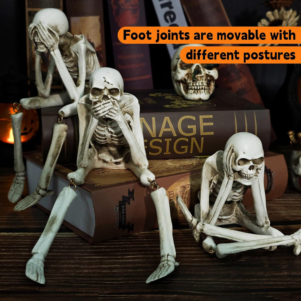 Halloween Skeleton Statues, Halloween Resin Skeleton Decor - Set of 3