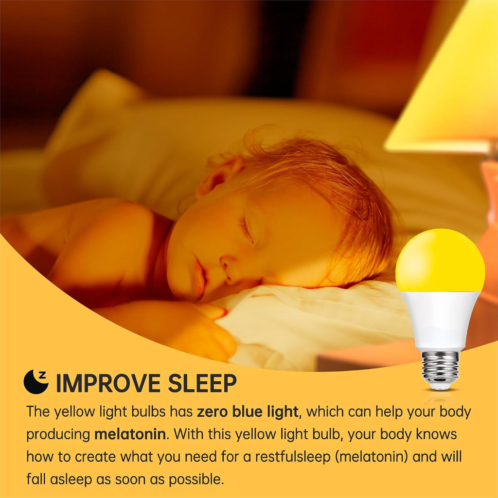 Yellow Bug Light Bulbs Outdoor, 9W (60W Equivalent) Amber 2000K LED Light Bulb for Outside, Backyard, Porch