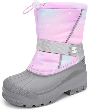 Kids Snow Boots Boys Girls Waterproof Zipper Winter Boots