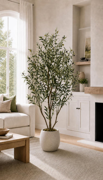 6FT Artificial Olive Tree, Faux Olive Tree with Realistic Leaves and Olive Fruits, Tall Fake Olive Tree for Indoor