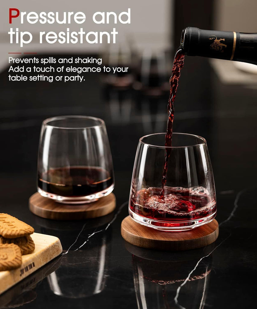 Stemless Wine Glasses Set of 6 13.5oz, Hand Blown Red White Wine Glasses Unique Gifts for Him Her for Birthday